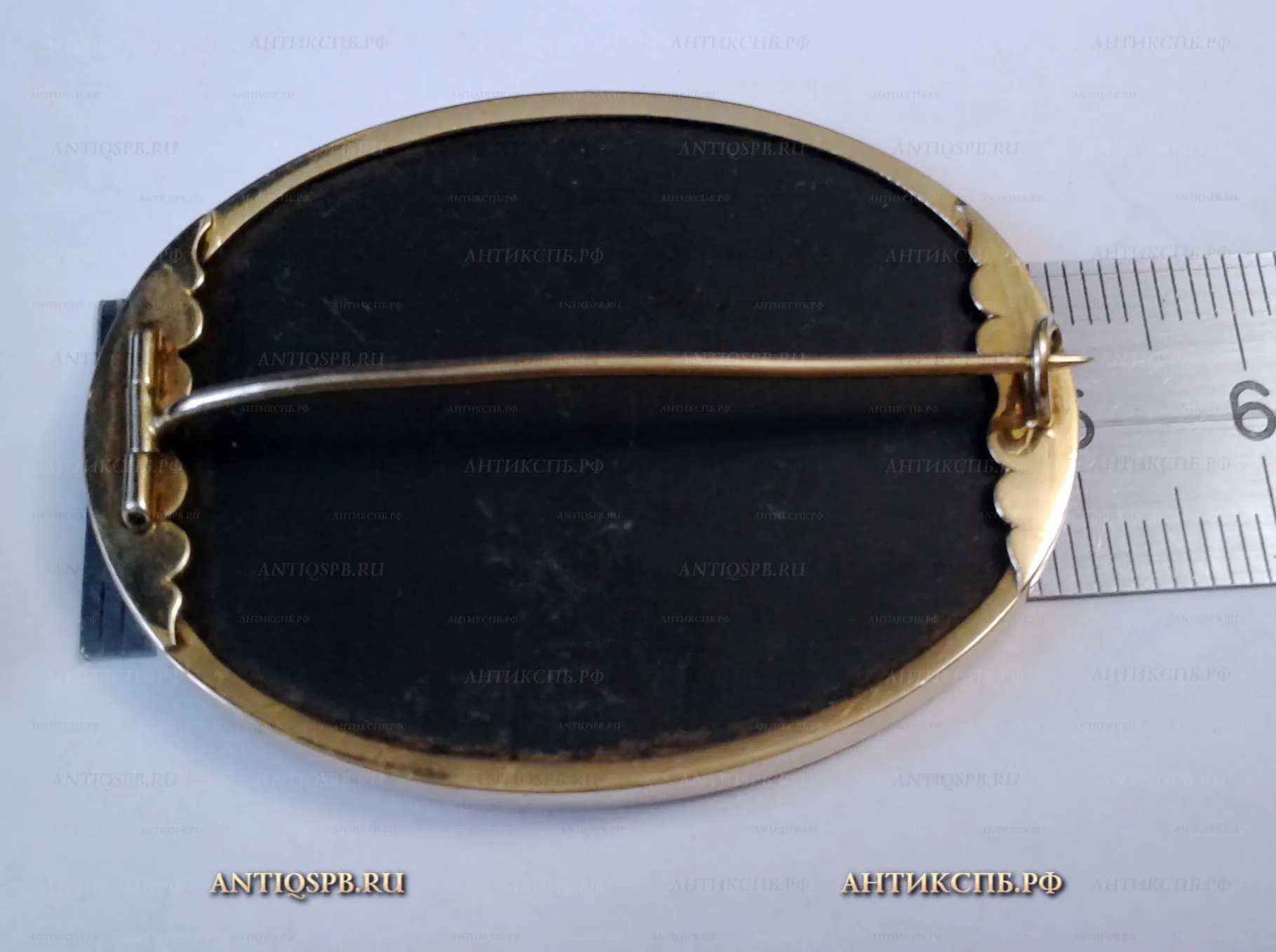 Брошь с флорентийской мозаикой "Цветы". Нач. ХХ века. №18430 